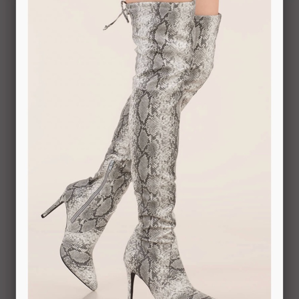 Snake Print thigh high boots